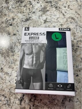 Express Luxe Comfort Cotton Fly Front Boxer Briefs 3 Pack - Large